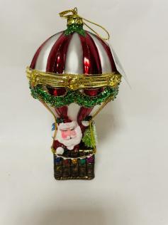 DECORAZIONE VETRO MONGOLFIERA CON BABBO NATALE