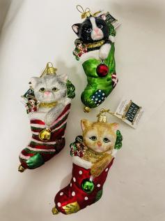 DECORAZIONE VETRO GATTO IN CALZETTA