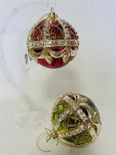 DECORAZIONE VETRO_PALLINA ROSSA E VERDE