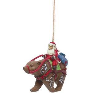 "SANTA RIDING A BEAR HANGING ORN."_ JIM SHORE