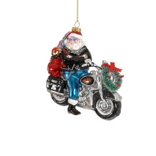 DECORAZIONE VETRO BABBO NATALE SU MOTOCICLETTA