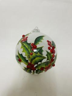 DECORAZIONE PER ALBERO _PALLA CON AGRIFOGLIO