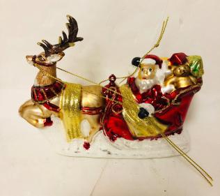 GLASS SLEIGH SANTA CLAUS