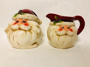 Santa Claus Ceramic Sugar Bowl and Milk jug set