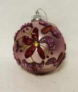 Sfera in vetro Rosa con fiori