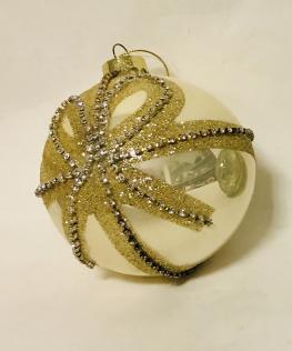 Ivory glass ball with swarovski bow