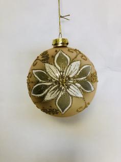 Sfera in vetro oro con fiore