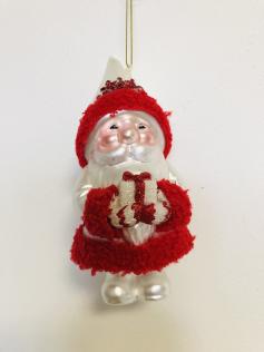 Pendaglio in vetro bianco Babbo Natale