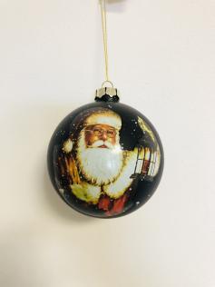 Sfera in vetro con immagine di Babbo Natale e lanterna