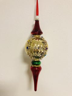 Pendaglio goccia in vetro rosso oro e verde