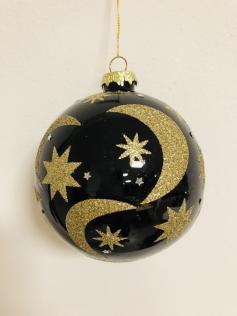 Sfera in vetro con luna e stelle