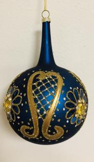 Pendaglio a goccia in vetro blu