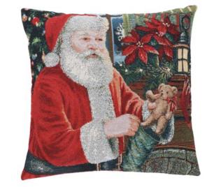 Cuscino ricamato con Babbo Natale