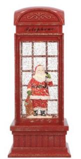Cabina telefonica luminosa ad acqua con Babbo Natale