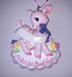 Pendaglio in resina Primo Natale con asinello