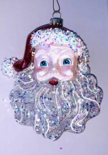 Pendaglio con viso di Babbo Natale e brillantini