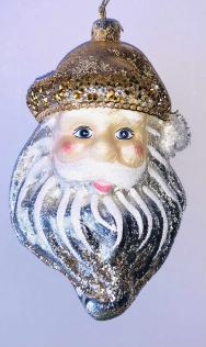 Pendaglio con viso di Babbo Natale con glitter