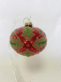 Pallina vetro rossa a goccia con decori