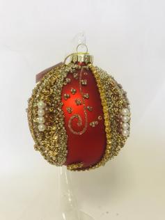 Pallina in vetro rossa con strass 