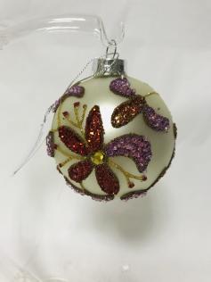 Pallina in vetro con fiori di perline