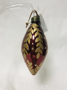 Pallina vetro rossa con foglie