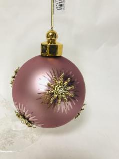 Pallina vetro rosa con stelle