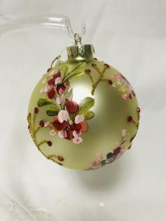 Pallina vetro panna con fiori