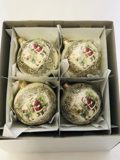 Set 4 Palline vetro con Babbo Natale