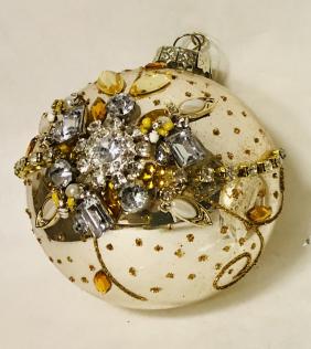 Glass ball with diamonds