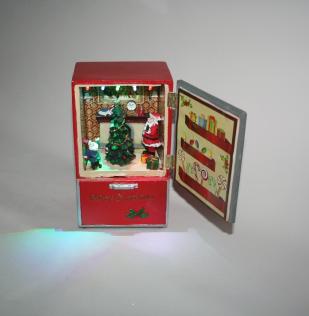 Refrigerator with Lighted Musical Winter Scene