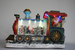 Treno natalizio con luci e musica