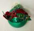 Glossy Green glass ball with bow and glitter